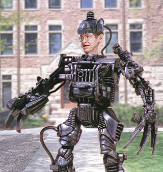 Physicist Stephen Hawking strolls the Cambridge University campus in his new $55 million exoskeleton.